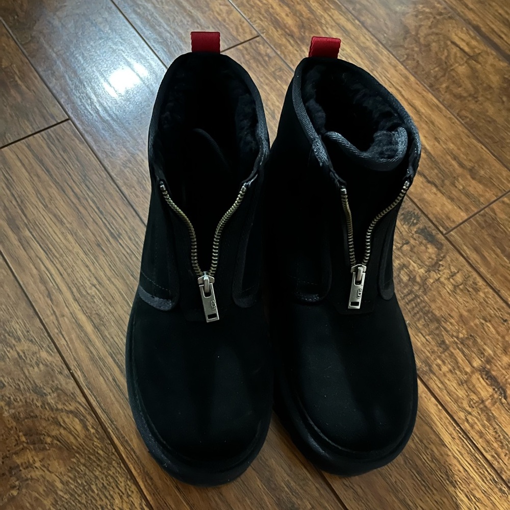 UGG Black Boots with Red Pull Tabs